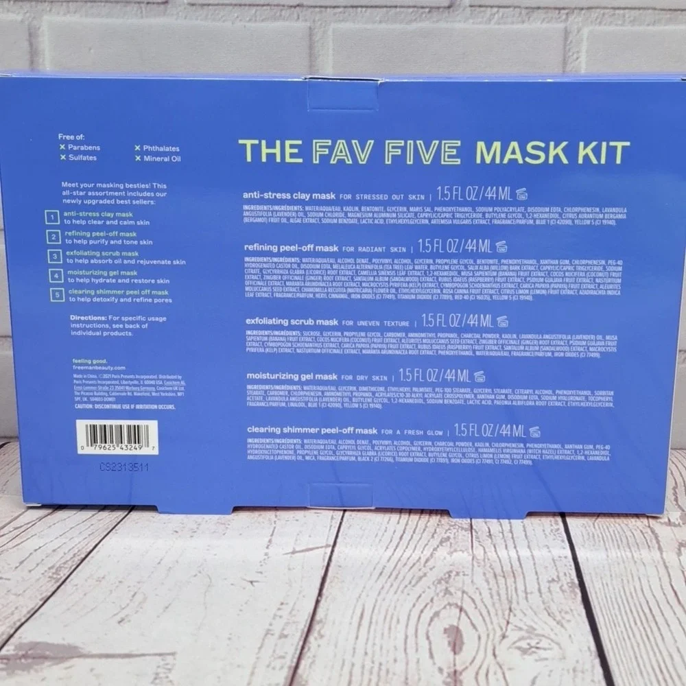 Freeman Limited Edition Mask Kit 5pc, Moisturize Exfoliate Anti-stress Clearing